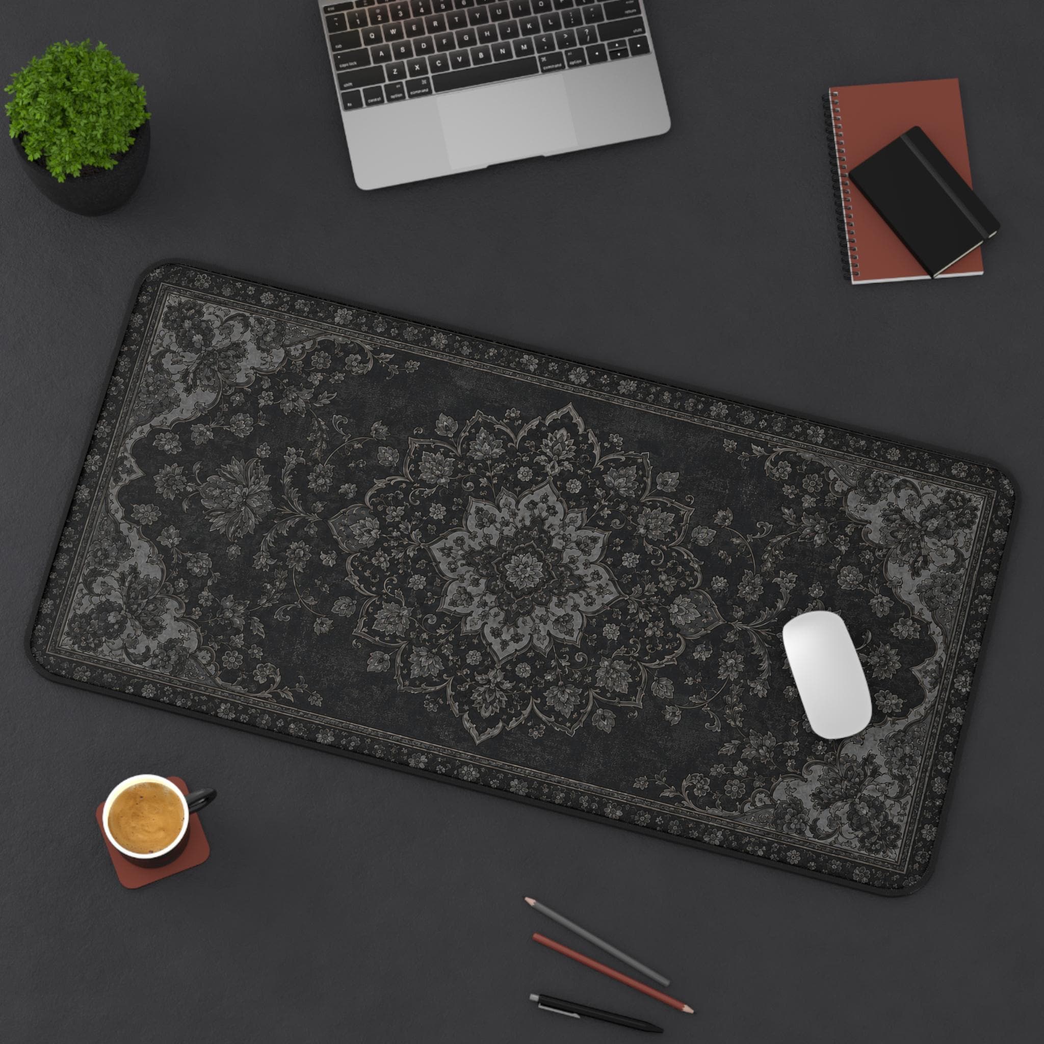 Desk Setup Vintage - Zwarte Tapijt Bureau Mat Dark Academia