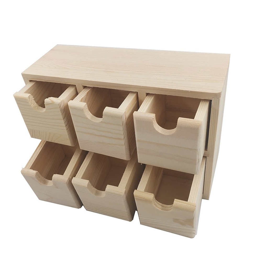 Desk Setup Design - Houten opbergdoos met zes laden en