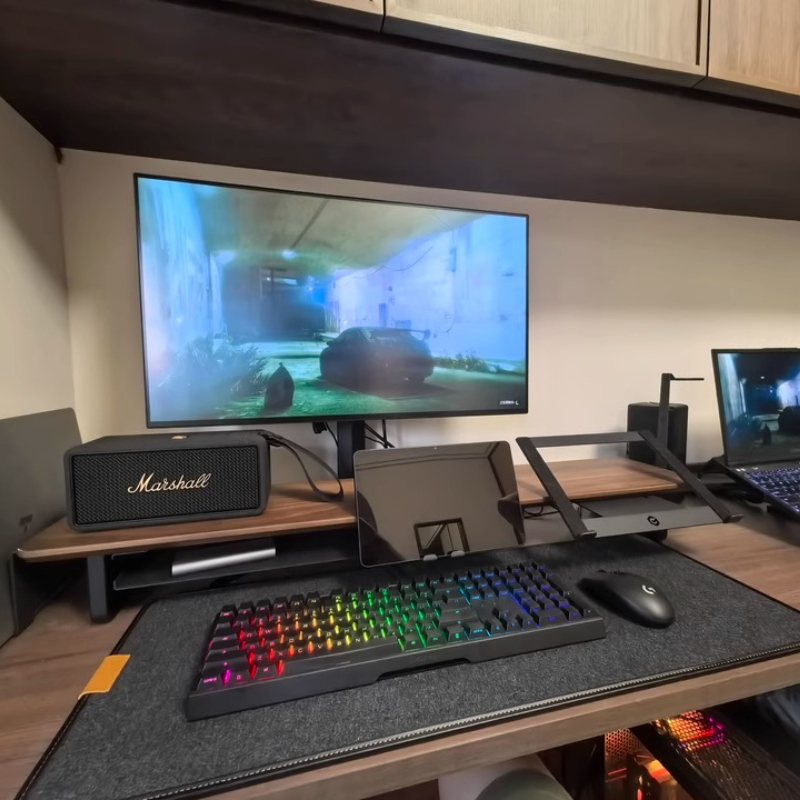 Desk Setup For Laptop And Monitor - Modulaire monitorverhoger Ergonomische bureau-organizer Zwart Gaming-opstelling