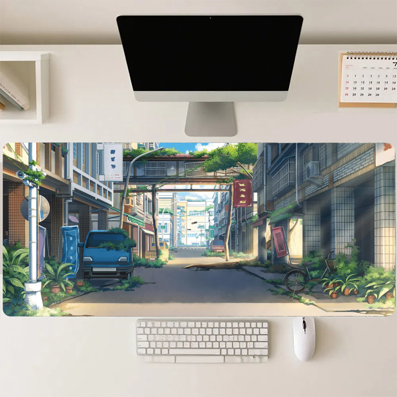 Desk View Setup - Grote Gaming Muismat Antislip Street View