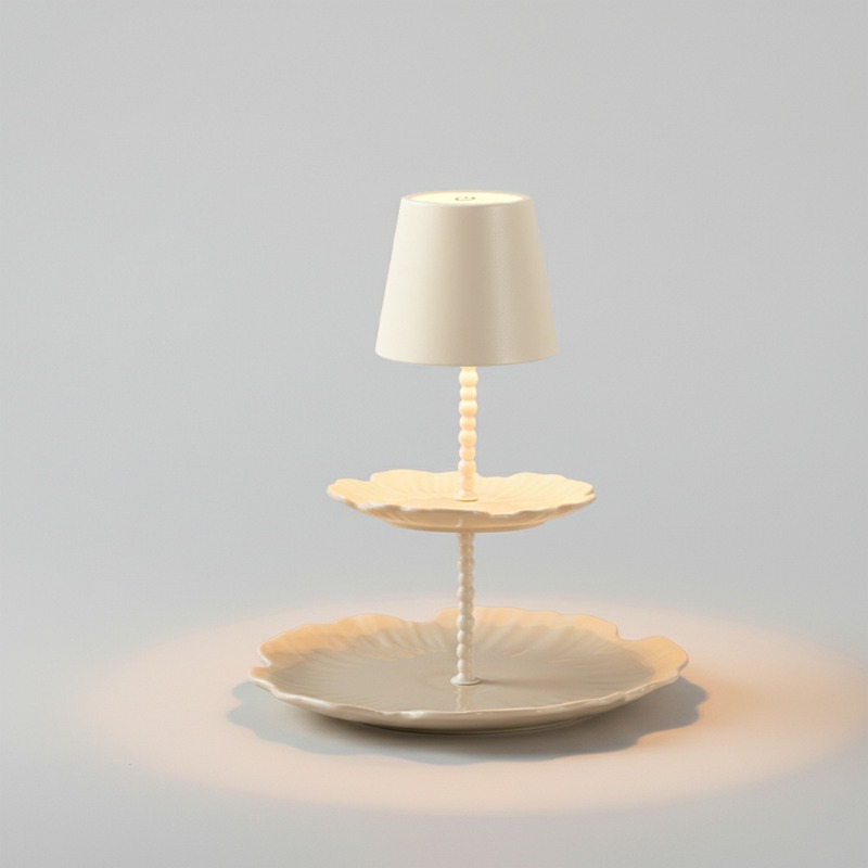 Desk Setup Design - lat Paneel Tafellamp Crème Wit Keramiek