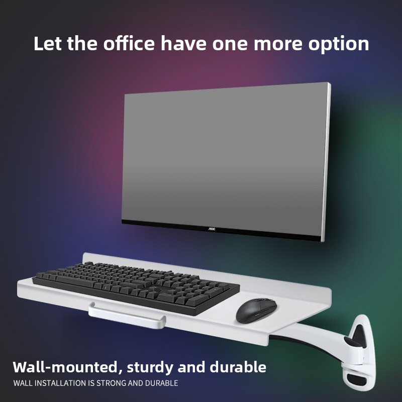 Desk Setup With Keyboard Tray - Industriële wandbevestigde toetsenbordlade, heavy-duty ergonomische muisstandaard