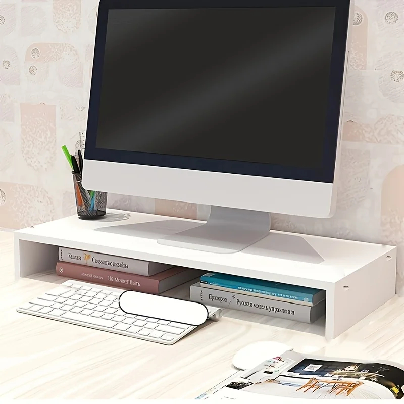Desk Setup Riser - Stabiele houten bureaustandaard voor computers, bescherming