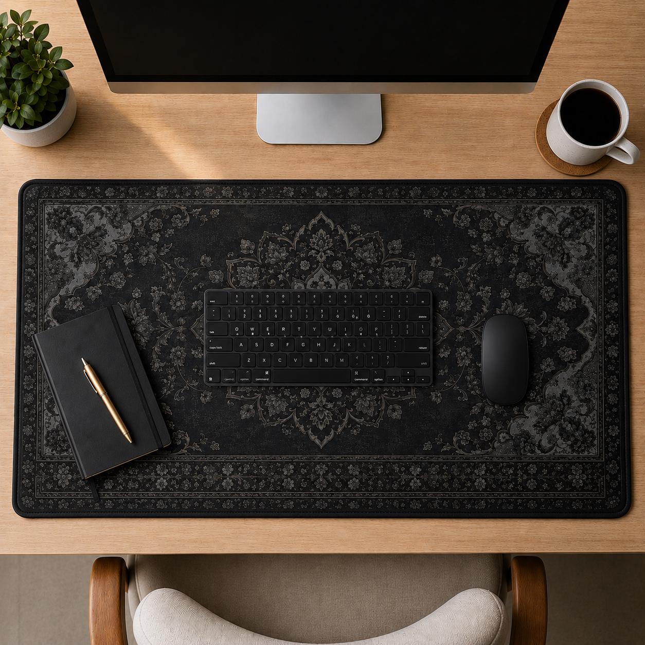 Zwarte Tapijt Bureau Mat Dark  - Desk Setup Vintage recensie en prijs