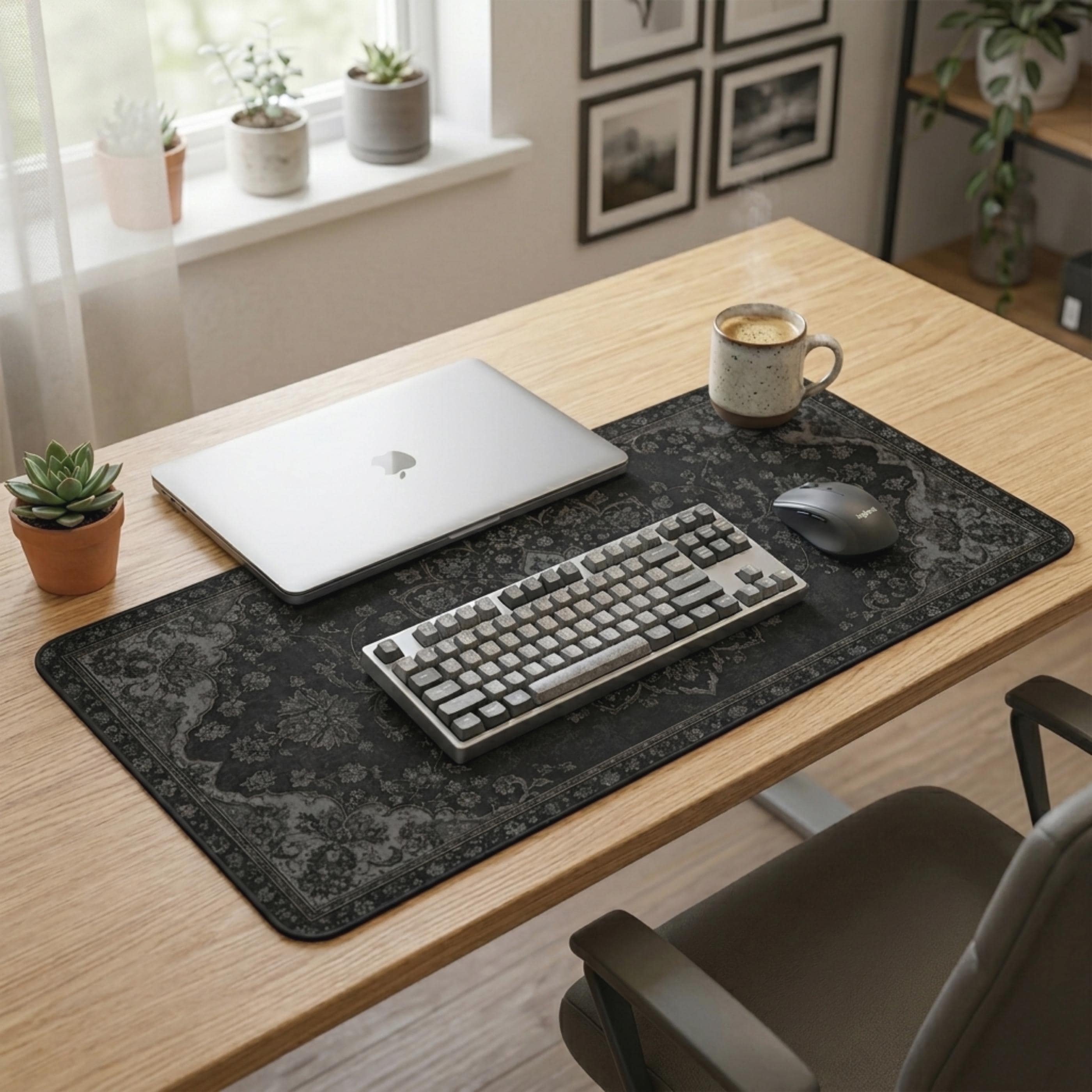 Zwarte Tapijt Bureau Mat Dark  - Desk Setup Vintage recensie en prijs
