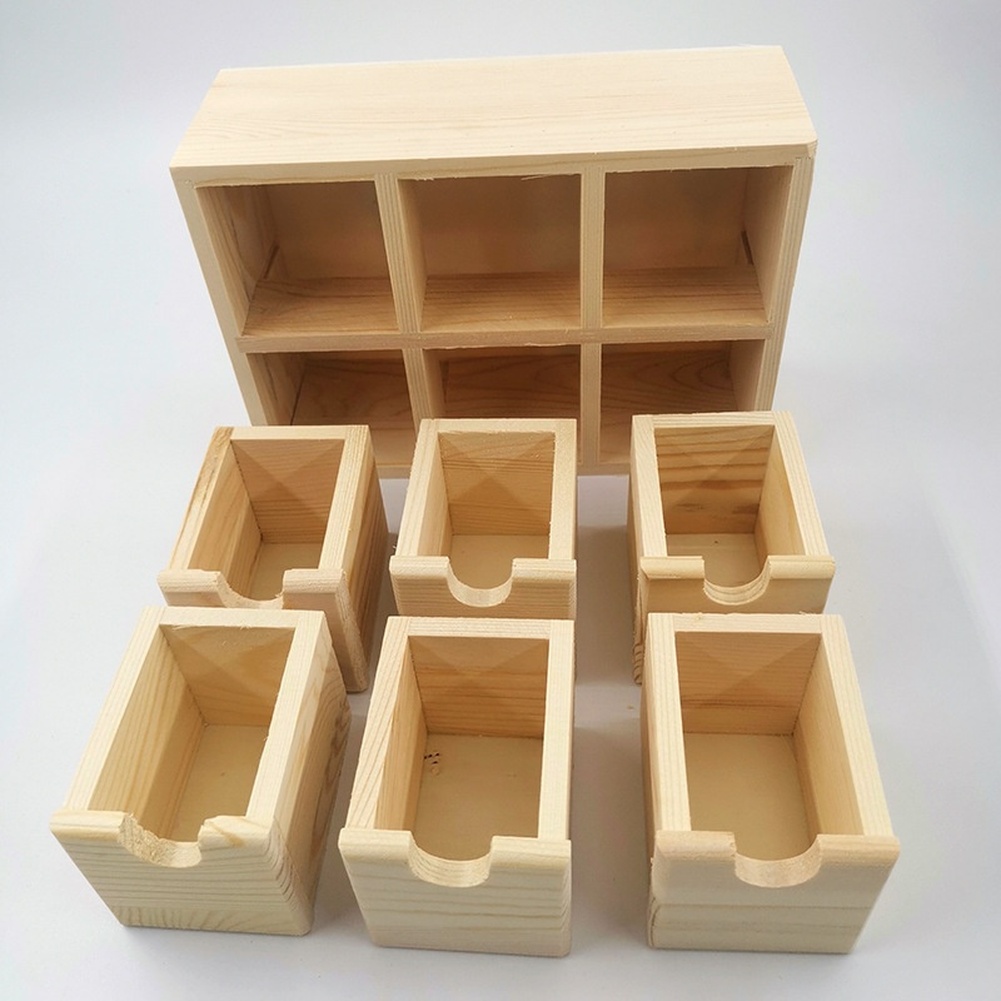 Houten opbergdoos met zes lade - Desk Setup Design recensie en prijs