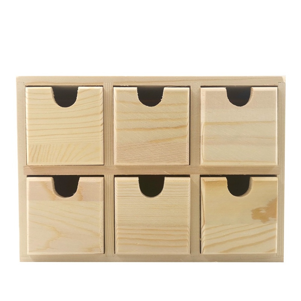 Houten opbergdoos met zes lade - Desk Setup Design recensie en prijs