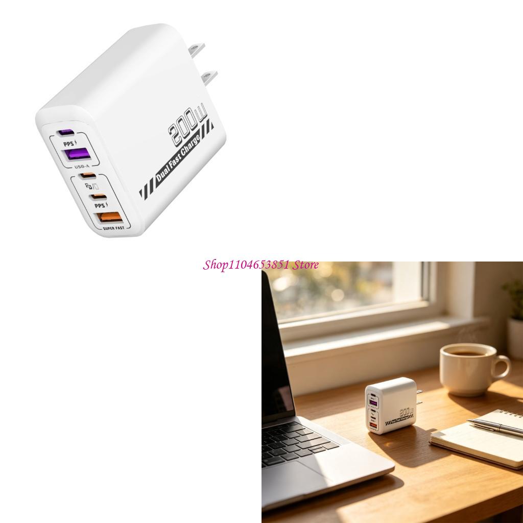 200 W 5-poorts snellader met 3 - Desk Setup For 2 Laptops recensie en prijs