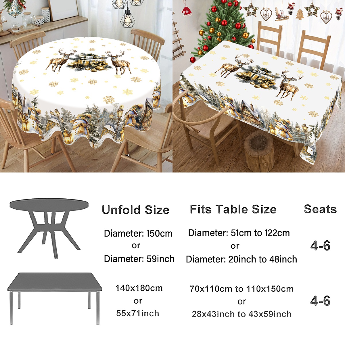 Kerstmis Wit Gouden Tafelkleed - Desk Setup Design recensie en prijs