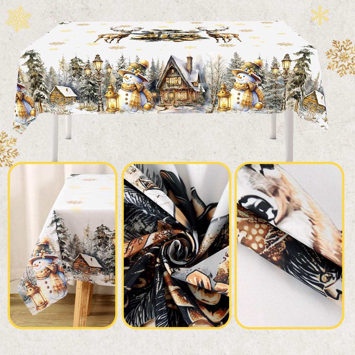 Kerstmis Wit Gouden Tafelkleed - Desk Setup Design recensie en prijs