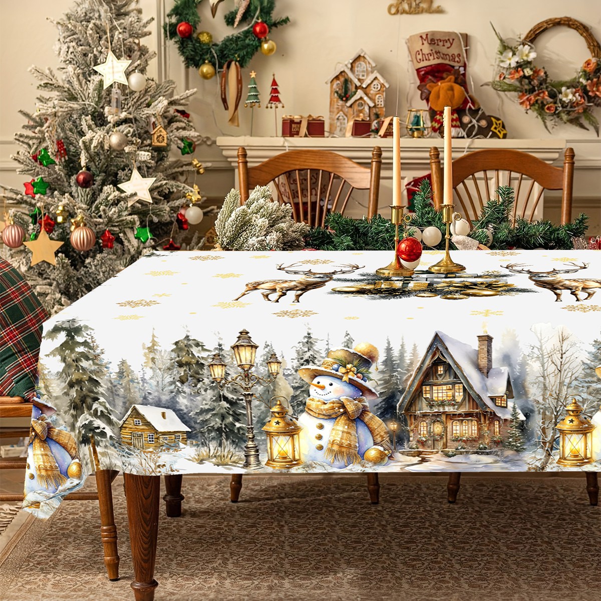 Kerstmis Wit Gouden Tafelkleed - Desk Setup Design recensie en prijs