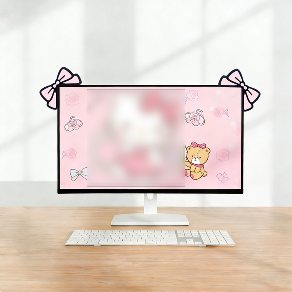 Schattige roze strik monitorde - Desk Setup For Laptop And Monitor recensie en prijs